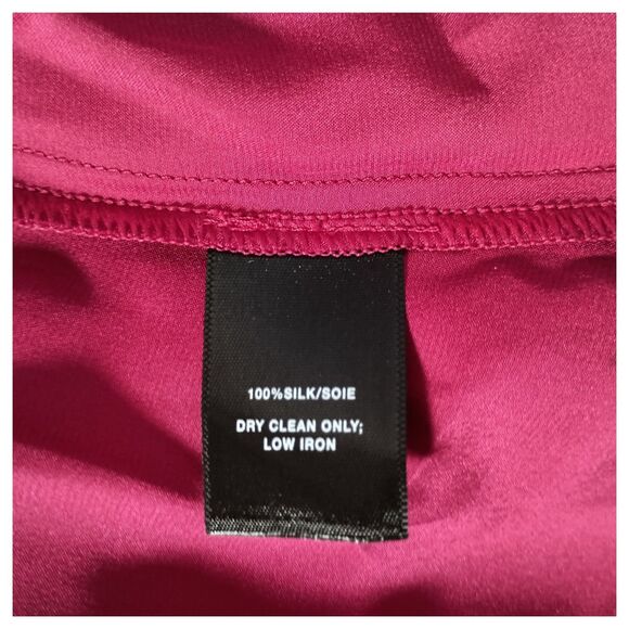 Lafayette 148 New York Blouse M Womens Red Button Casual Solid Silk Amaryllis - Picture 5 of 5